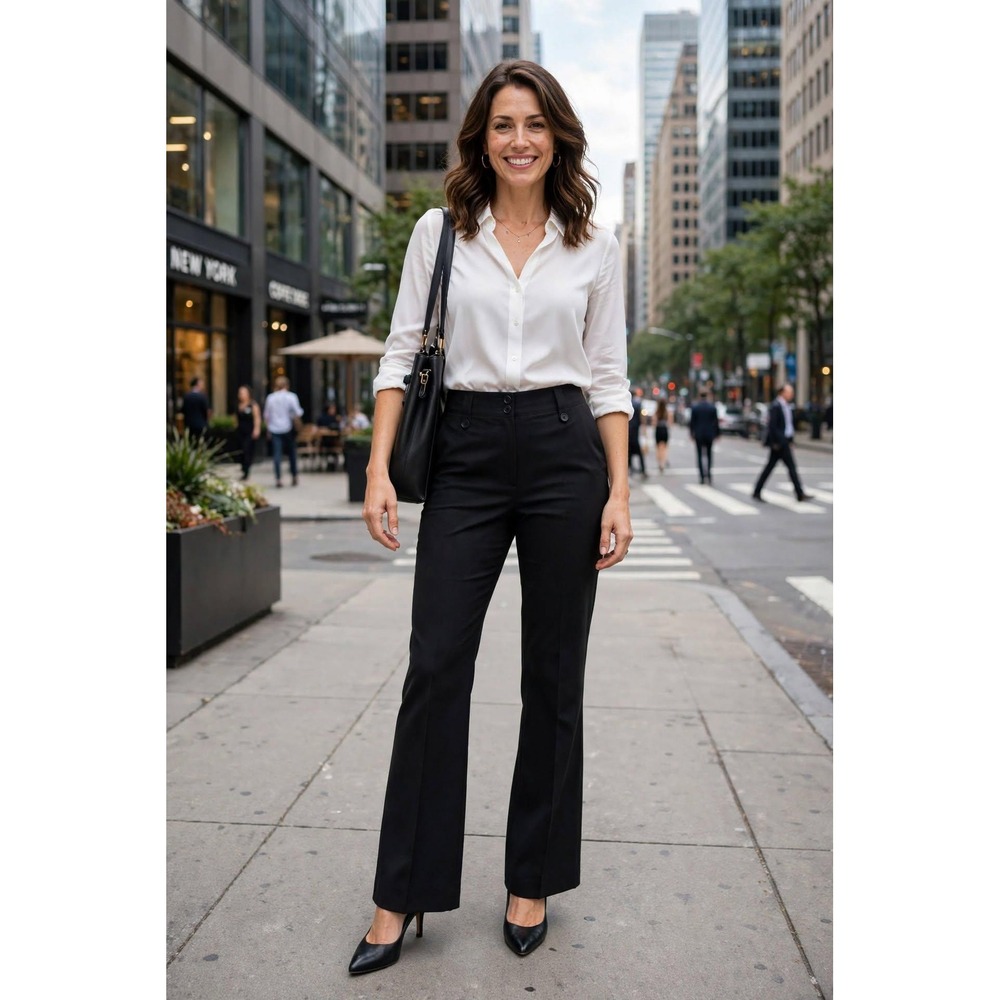 Jones New York Womens 8 Boot Cut Work Slacks Black Stretch Professional Trousers